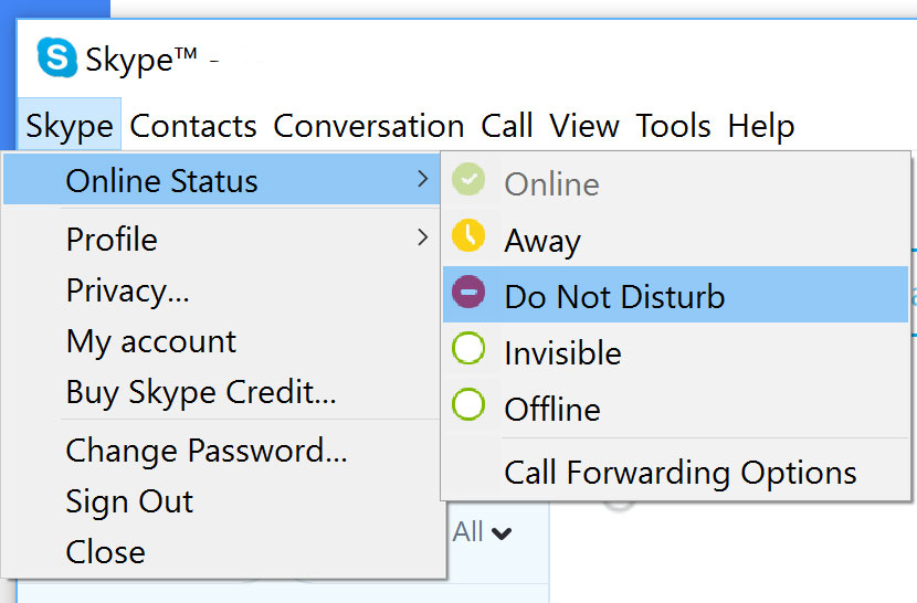 skype for business status tricks